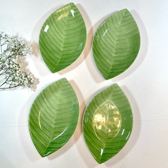 Villeroy & Boch Other - 🌴4 Villeroy & Boch Palm Leaf Oval Plate Serving Platter tropical dessert salad